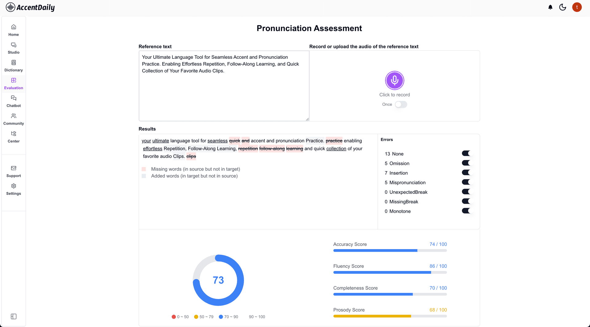 AiRepeater data-driven pronunciation assessment